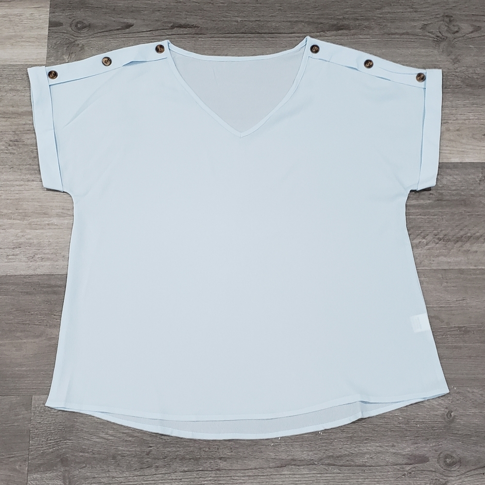 NWOT sheer button-accent blouse